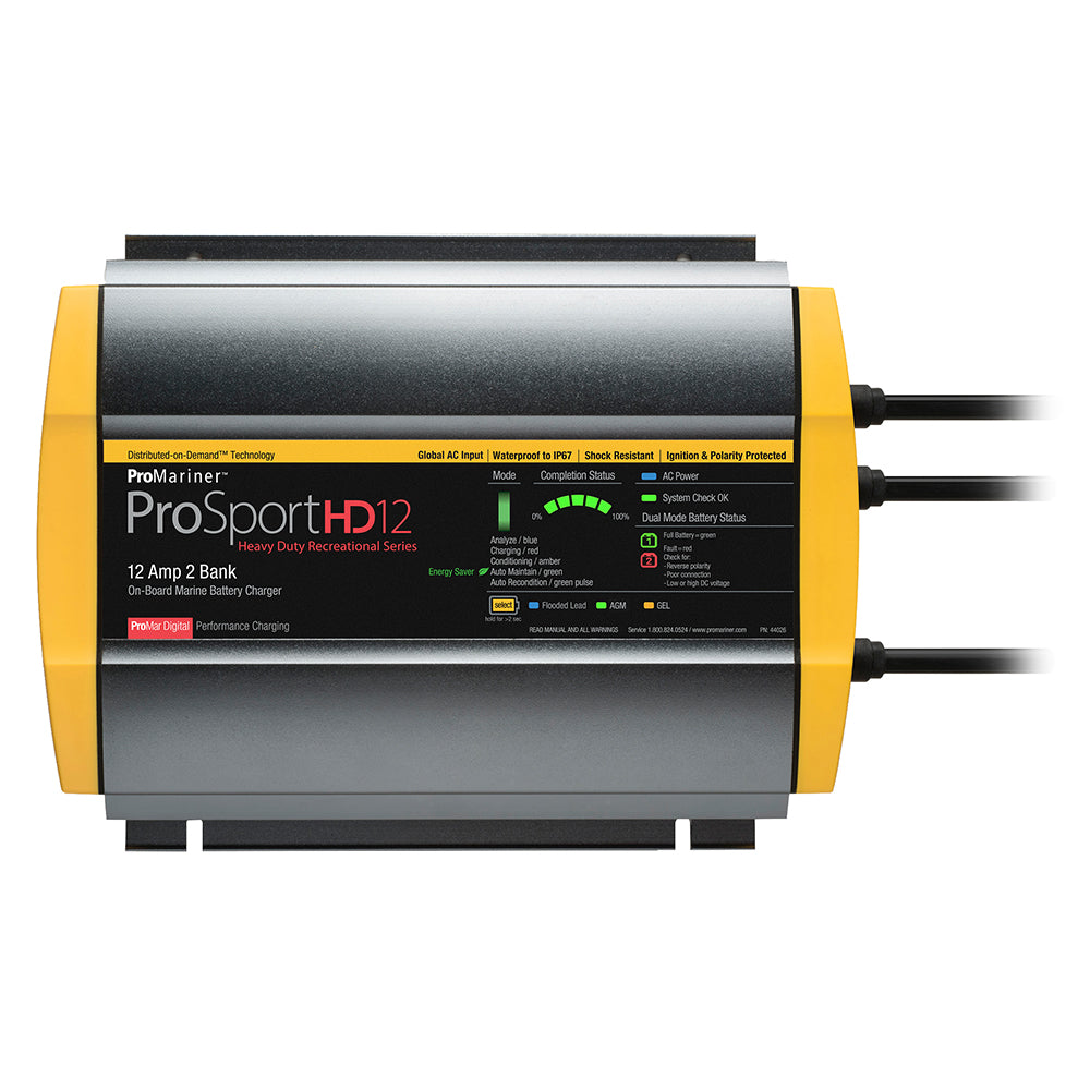 ProMariner ProSportHD 12 Global Gen 4 12-Amp 2-Bank Battery Charger, Part 44026