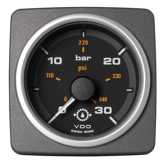 Veratron AcquaLink 52 mm Transmission Oil Pressure Gauge – 30 Bar / 440 PSI with Black Dial & Bezel