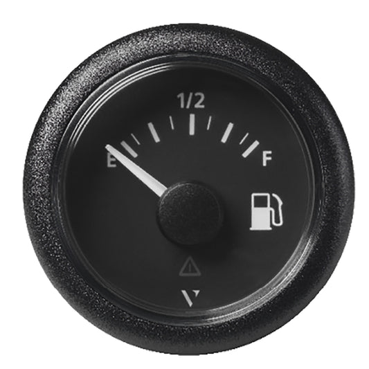 Veratron 52MM ViewLine Fuel Level Gauge - Black Dial & Round Bezel, 240-33.5 Ohm, Easy Installation for Marine & Outboard Engines