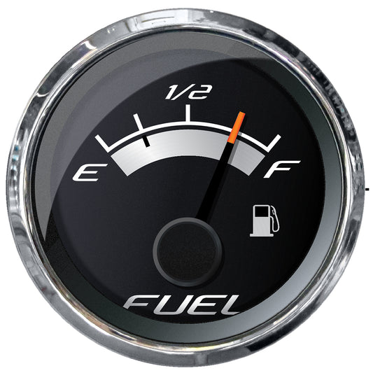 Faria Beede Instruments Platinum 2-Inch Fuel Level Gauge (E-1/2-F) – Marine Fuel Indicator with Fog-Resistant Lens and Blue LED Illumination