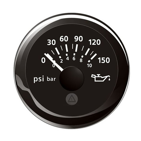 Veratron 52mm ViewLine Oil Pressure Gauge with Black Dial and Round Bezel, 0-150 PSI