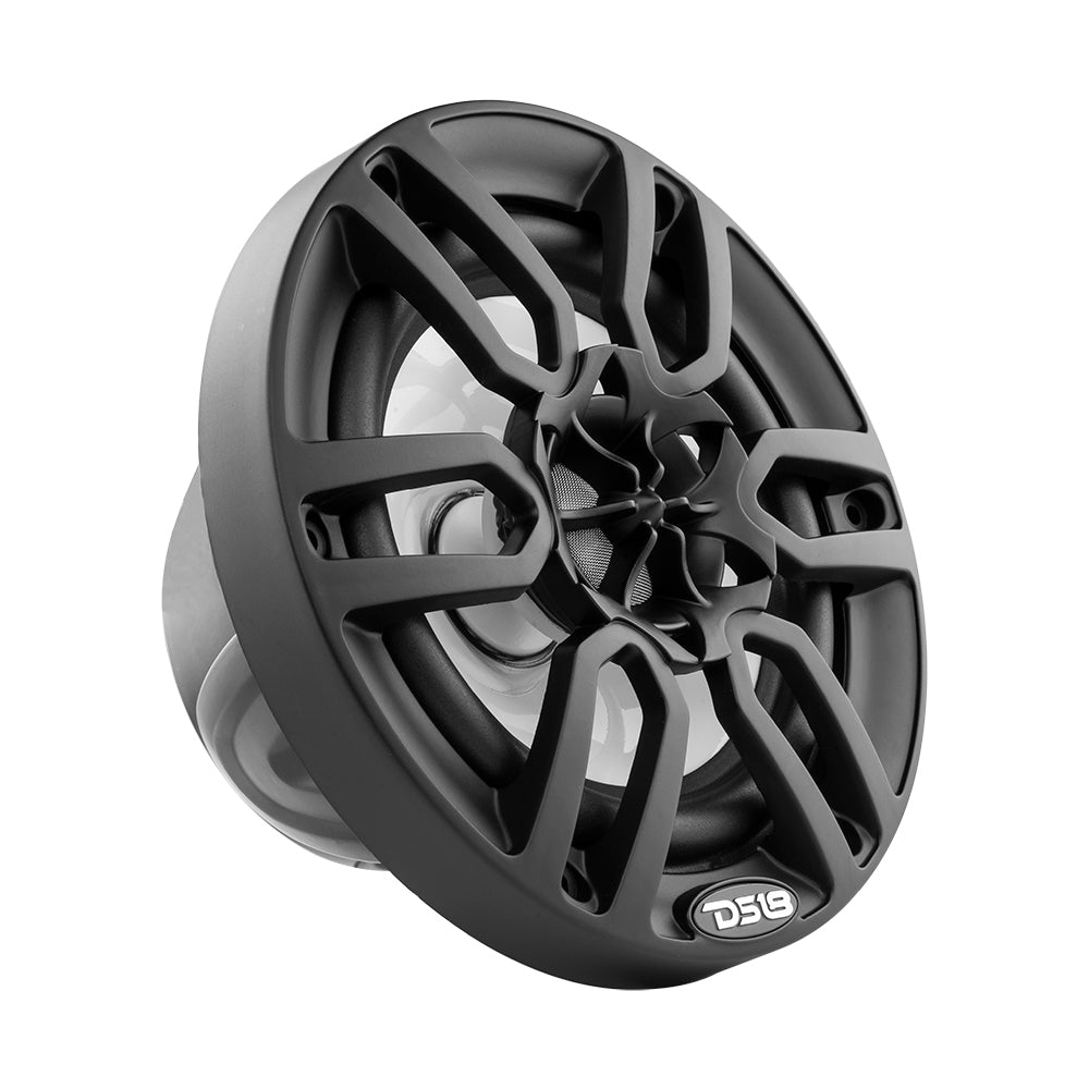 DS18 HYDRO 6.5-Inch Marine Speakers with RGB LED Lights and 300W Power – Matte Black