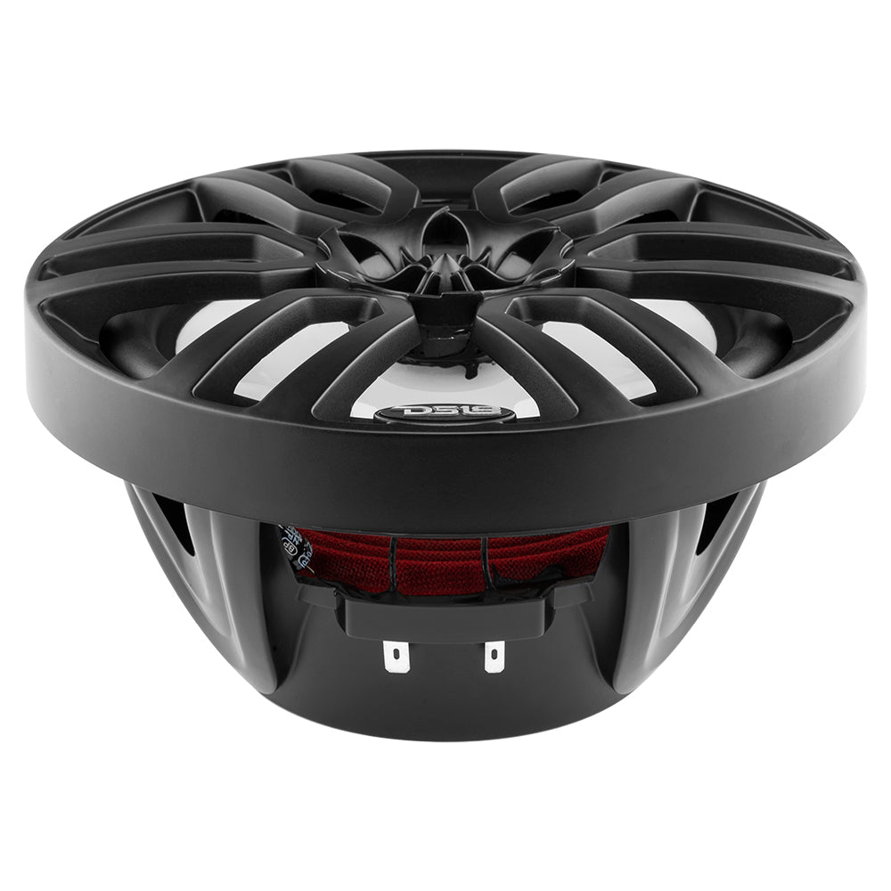 DS18 Hydro 8-Inch 2-Way Marine Speakers with RGB LED Lights – Matte Black, 375W RMS Power, Waterproof IP65, UV Stable, High-Gloss Composite
