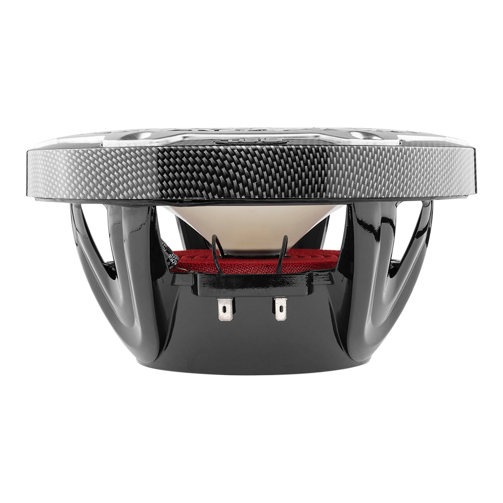 DS18 Hydro 8-inch 2-Way Marine Speakers with RGB LED Lights - 125W RMS, 4-Ohm - Black Carbon Fiber