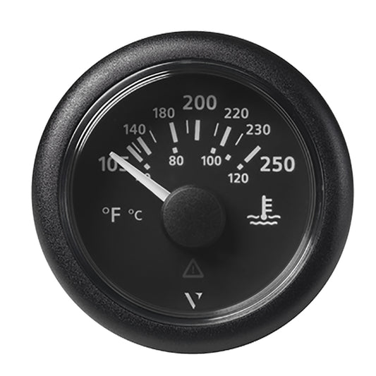 Veratron A2C59514176 52mm ViewLine Water Temperature Gauge - 100-250°F, Black Dial & Bezel