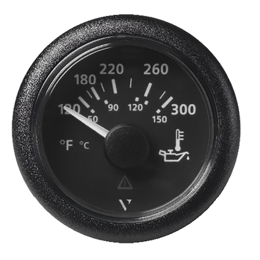 Veratron 52mm ViewLine Oil Temperature Gauge - Black Dial, 120-300°F, with Bezel and Advanced Features