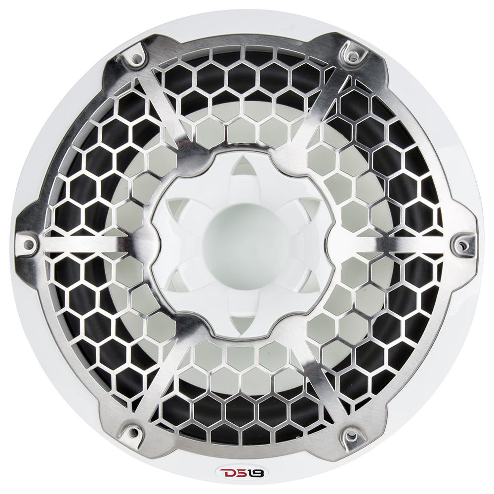 DS18 Hydro 10-Inch Marine Subwoofer with RGB Lights – 600W Power, White
