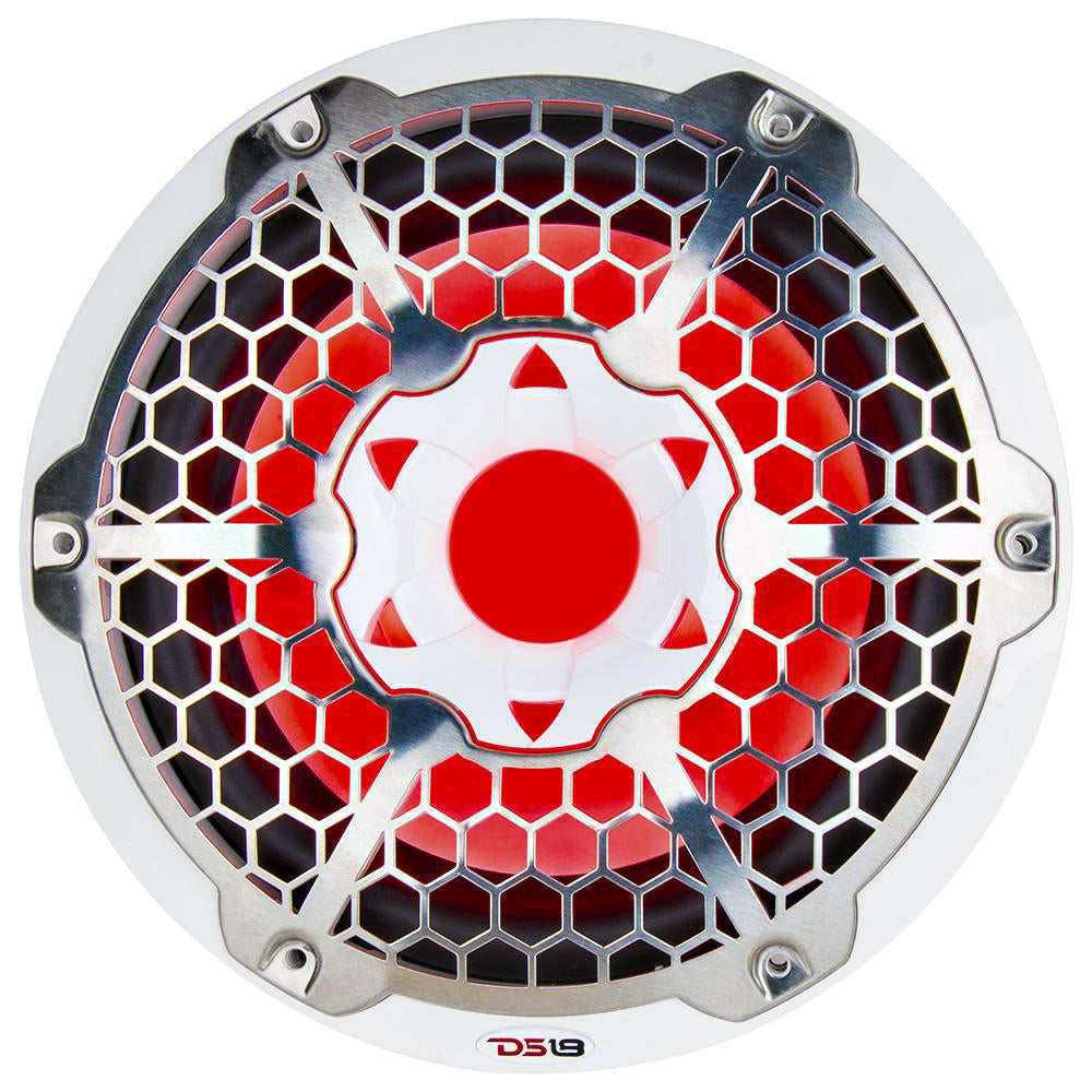 DS18 Hydro 10-Inch Marine Subwoofer with RGB Lights – 600W Power, White