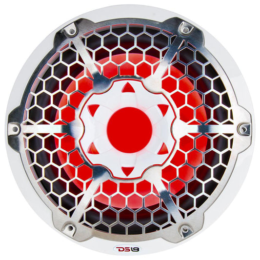 DS18 Hydro 10-Inch Marine Subwoofer with RGB Lights – 600W Power, White