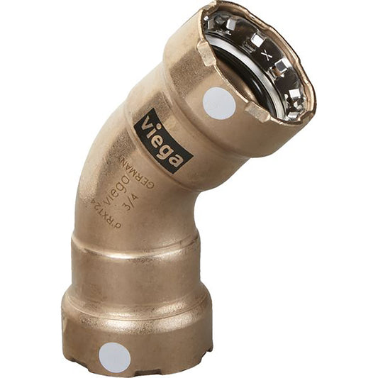 Viega MegaPress 3/4-Inch Copper Nickel Elbow with Smart Connect Technology - Double Press Connection