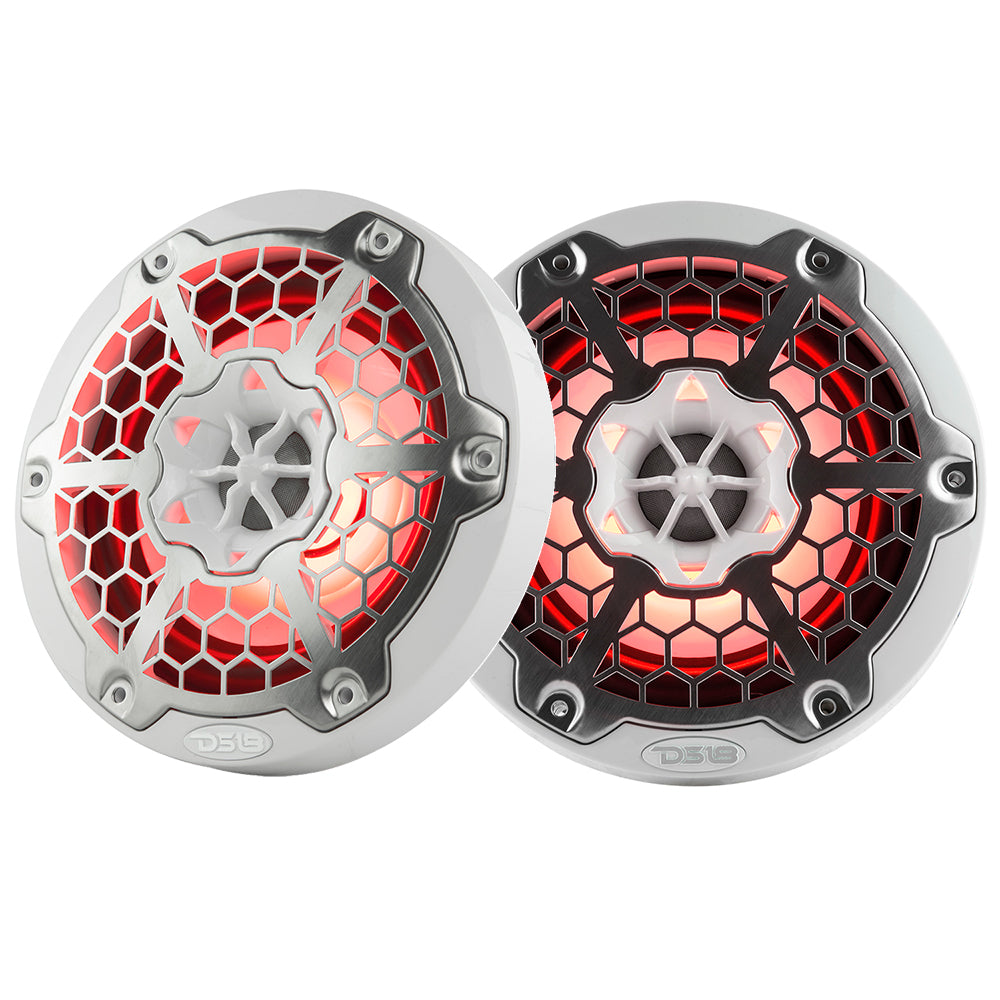 DS18 New Edition Hydro 6.5-Inch 2-Way Marine Speakers with RGB LED Lighting, 300W, White, Model NXL-6M/WH