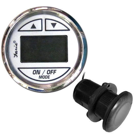 Faria Beede Instruments Chesapeake White SS 2-Inch Depth Sounder with Thru-Hull Transducer