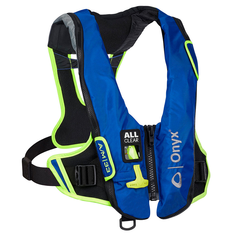 Onyx Outdoor Impulse A/M-33 All Clear Inflatable Life Jacket - Blue, Auto/Manual Safety Gear for Water Activities