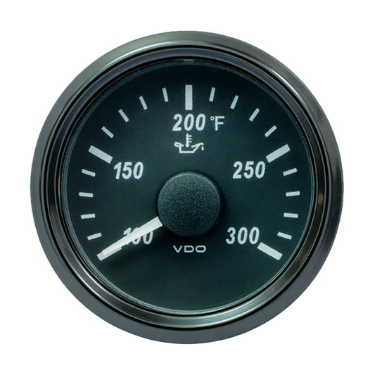 VDO SingleViu 52mm Oil Temperature Gauge - 300°F, 322-18 Ohm for Accurate Engine Monitoring