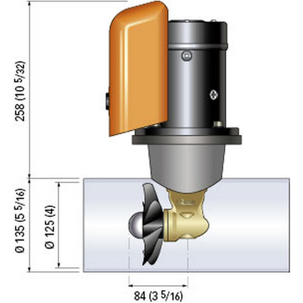 Quick BTQ 125-40 Bow Thruster, 40 kgf, 12V, 2.2 kW, D125