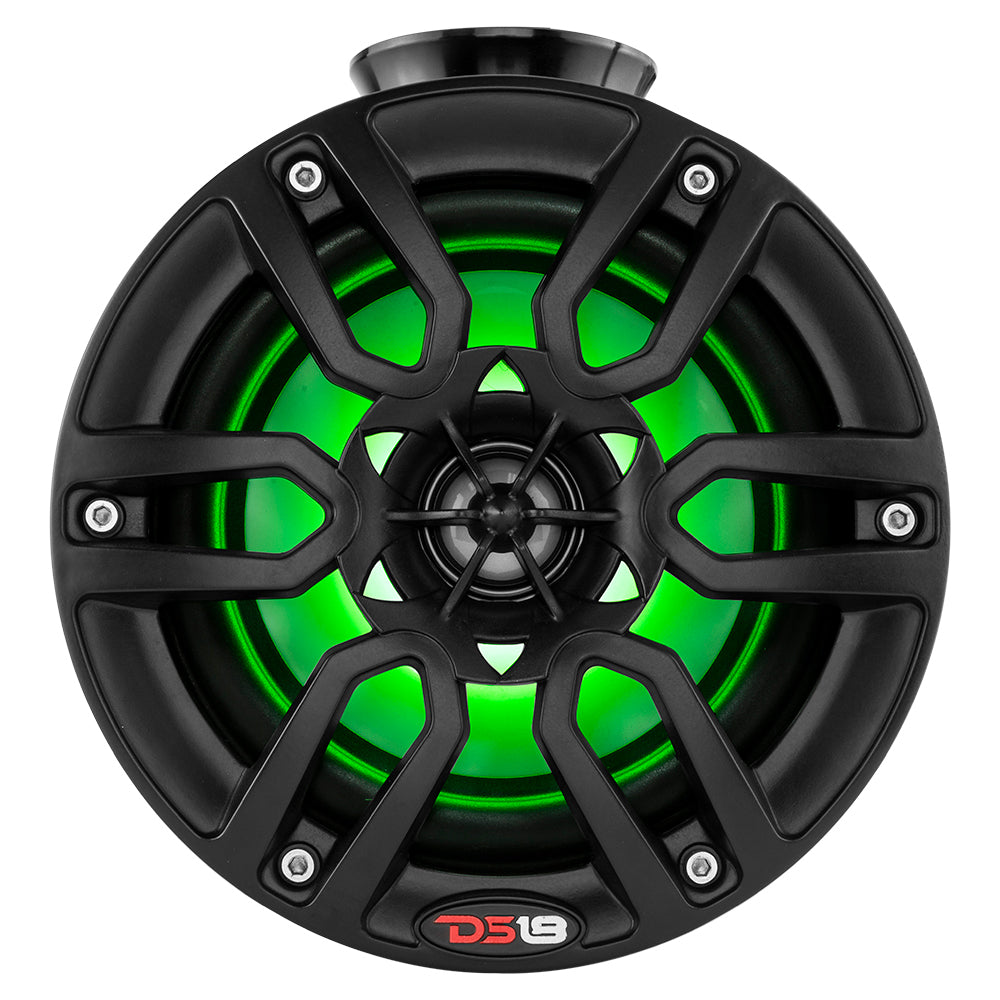 DS18 Hydro 8-Inch Compact Wakeboard Pod Tower with RGB LED Light - 375W Power - Black