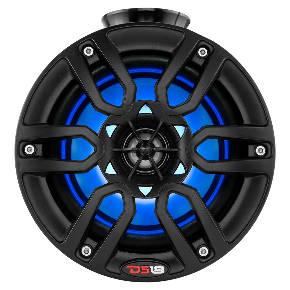 DS18 Hydro 8-Inch Compact Wakeboard Pod Tower with RGB LED Light - 375W Power - Black