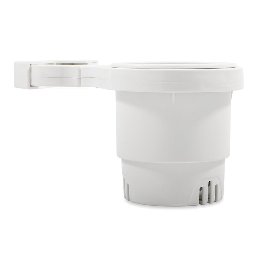 Camco 53083 Clamp-On Rail Mounted Cup Holder, Large, White, for 1-1/2 to 2-Inch Boat Rails