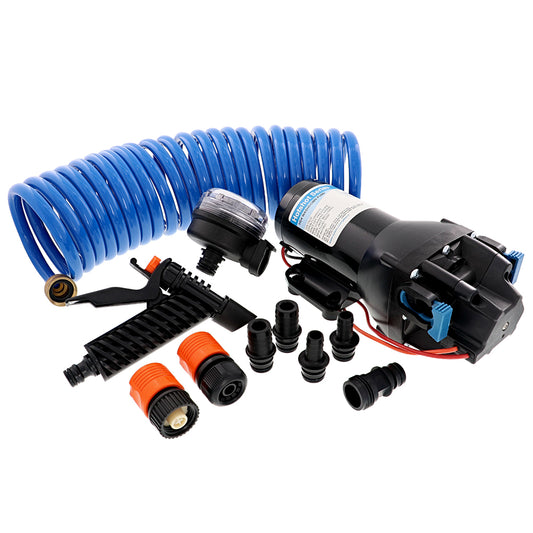 Jabsco HotShot HD4 Heavy Duty Washdown Pump with 25' HoseCoil - 12V, 4 GPM, 60 PSI