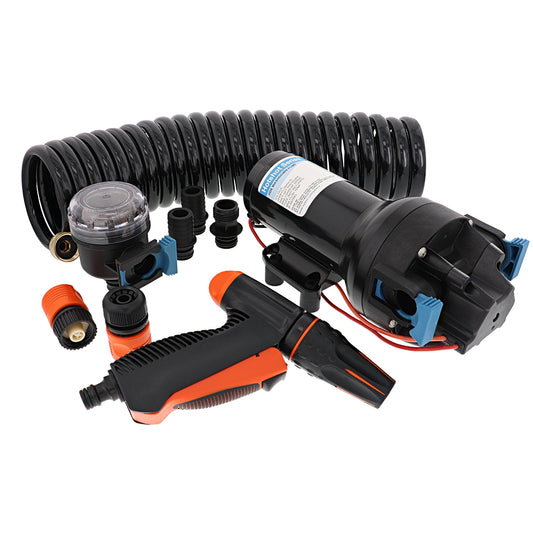 Jabsco HotShot HD6 Heavy Duty Washdown Pump with 25 ft HoseCoil – 12V, 6 GPM, 70 PSI for Marine and Industrial Use