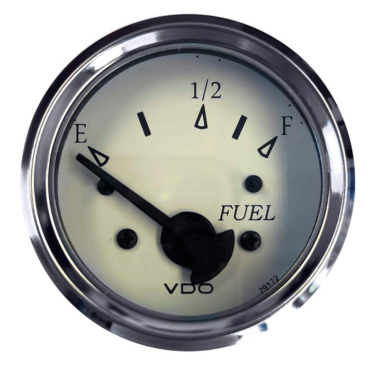 VDO Cockpit Marine 52mm Fuel Level Gauge, White Dial with Chrome Bezel, 301-15278