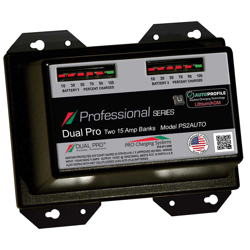 Dual Pro PS2AUTO 15A 2-Bank Lithium/AGM Marine Battery Charger