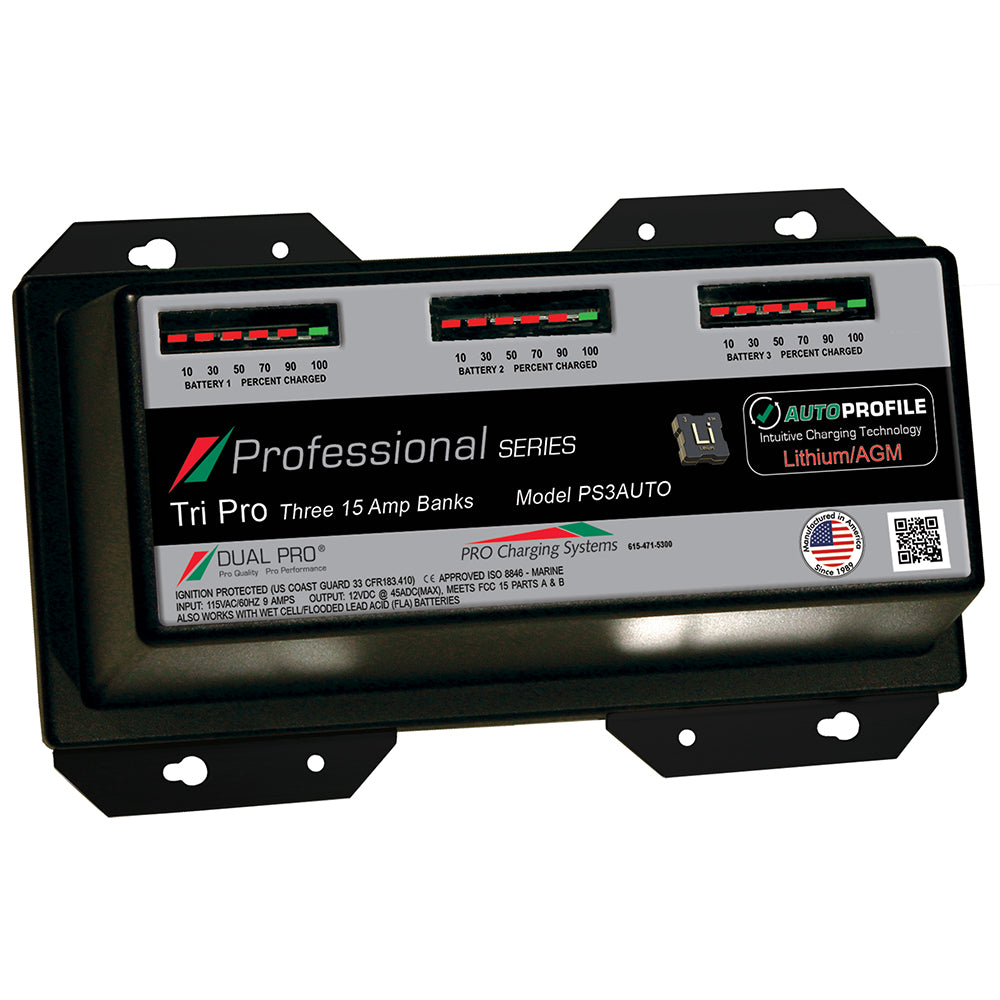 Dual Pro PS3AUTO 15A 3-Bank Lithium/AGM Battery Charger