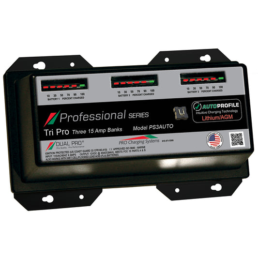 Dual Pro PS3AUTO 15A 3-Bank Lithium/AGM Battery Charger