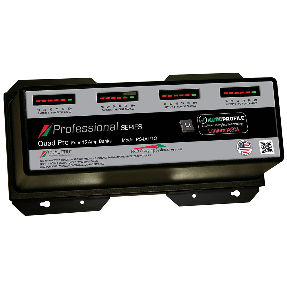 Dual Pro PS4AUTO Auto 15A 4-Bank Lithium/AGM Marine Battery Charger