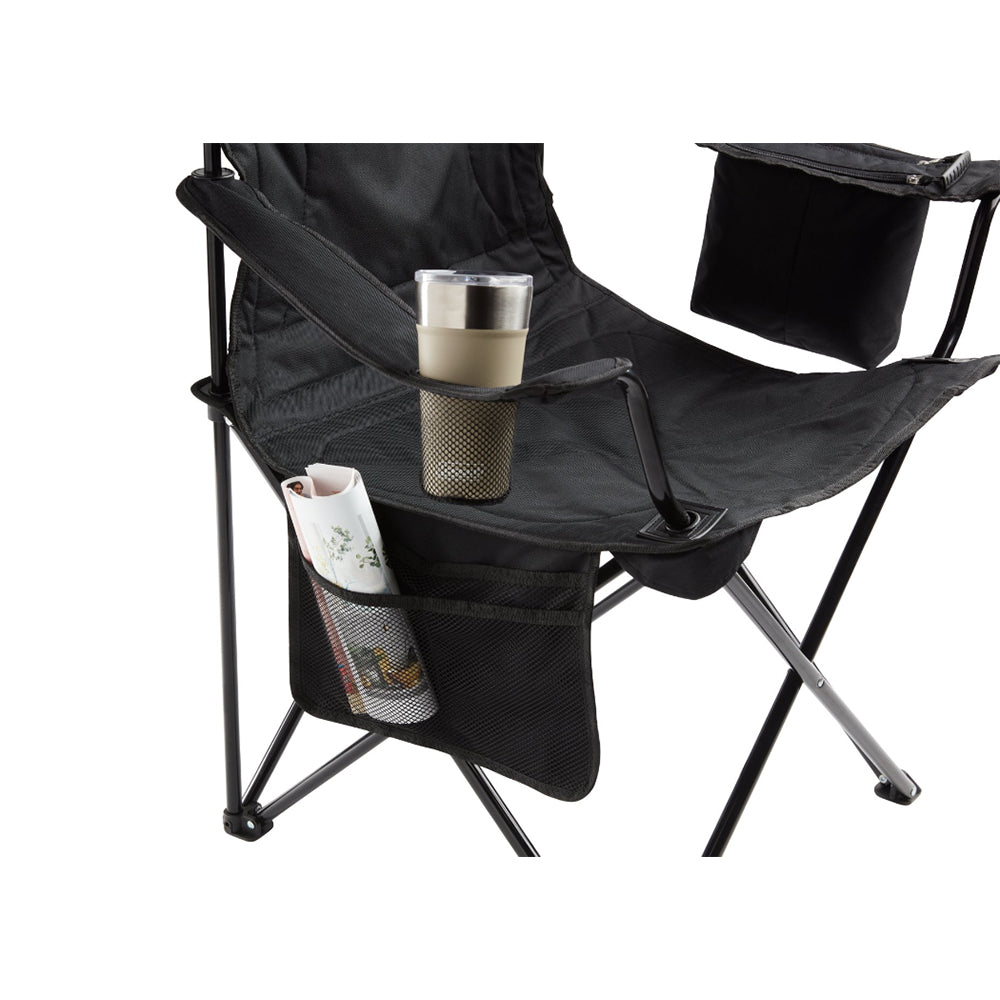 Coleman Cooler Quad Chair with Built-In 4-Can Cooler, Black, 2000032007