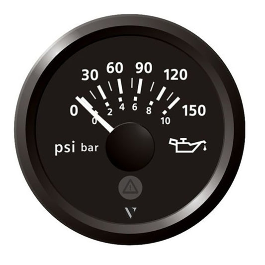 Veratron Viewline 52mm (2-1/16 in.) Engine Oil Pressure Gauge, 0–150 PSI, Black Dial and Bezel, A2C59514117