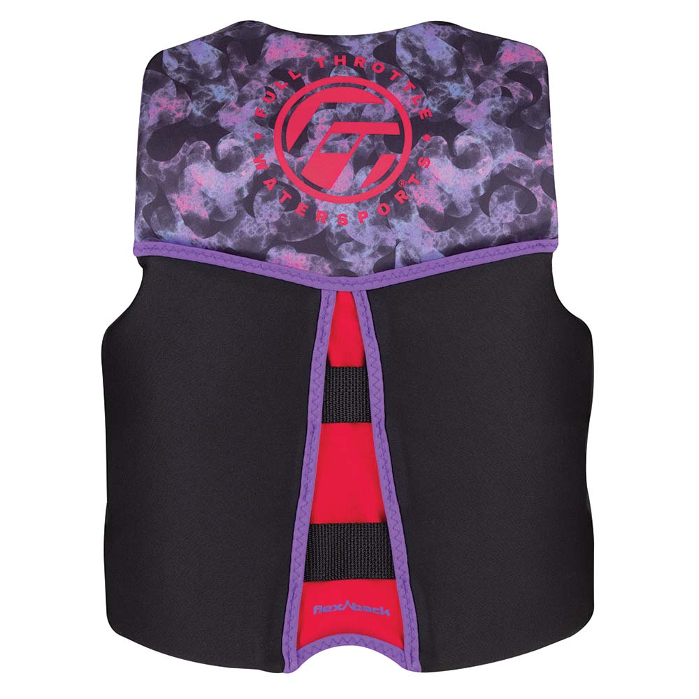 Full Throttle Youth Rapid-Dry Flex-Back Life Jacket, Pink/Black, 55–88 lb