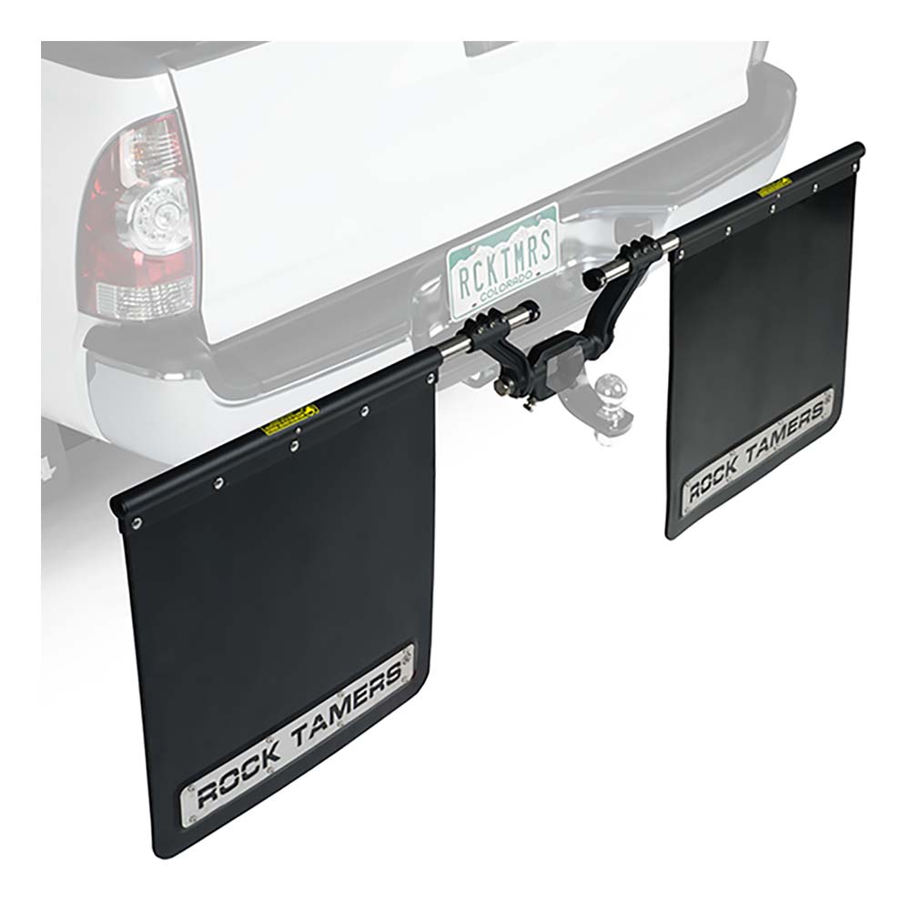 ROCK TAMERS 110 2.5-Inch Hub Mudflap System, Adjustable Matte Black and Stainless Steel