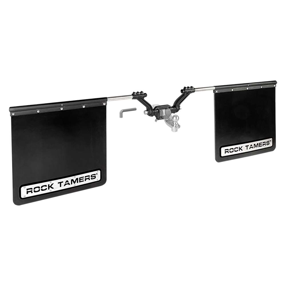 ROCK TAMERS 110 2.5-Inch Hub Mudflap System, Adjustable Matte Black and Stainless Steel
