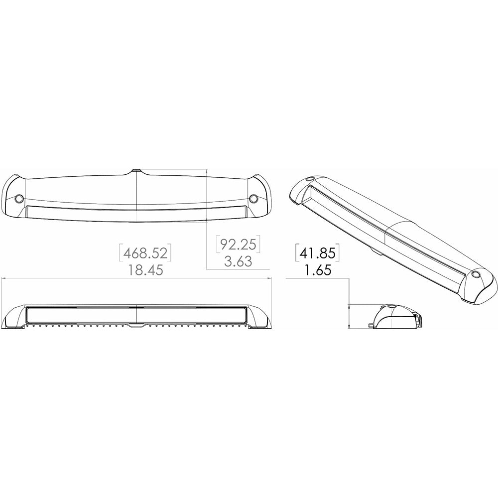 Lumitec Razor Light Bar Flood Beam, Black Housing, Flush Mount, Part 101588