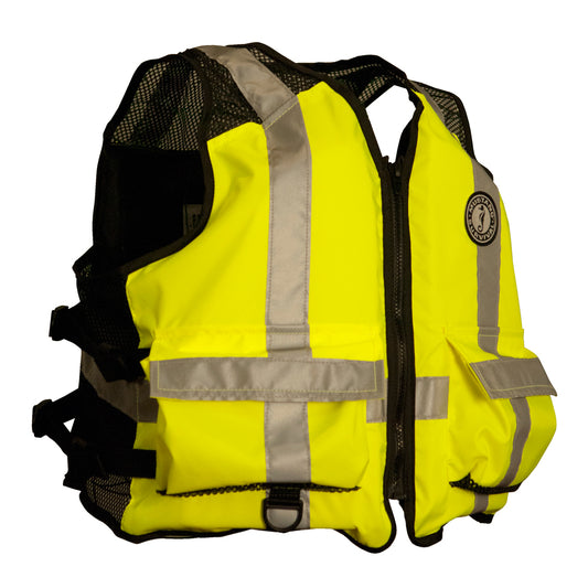 Mustang Survival High Visibility Industrial Mesh Vest – Fluorescent Yellow/Green/Black, XXL/3XL for Maximum Safety and Comfort
