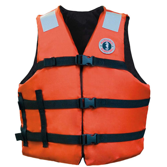 Mustang Survival MV3104T1 Adult Universal Flotation Vest – Orange Personal Floatation Device with Adjustable Straps and Reflective Tape