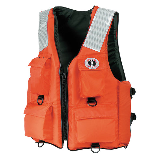 Mustang Survival MV3128T2-2-M-216 4-Pocket Flotation Vest in Orange – Medium, Marine-Grade Personal Flotation Device with Reflective Tape and Tool Pockets