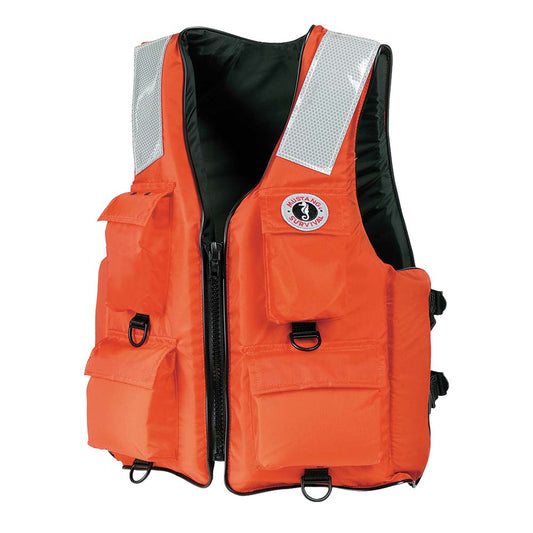 Mustang Survival MV3128T2 Four-Pocket Flotation Vest - Orange for Industrial Marine & Rescue, XXXL to 7XL
