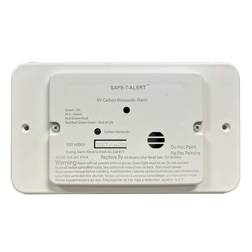 Safe-T-Alert 62-542-TR-WT 62 Series 12V RV Carbon Monoxide Alarm, White Flush Mount with Trim Ring