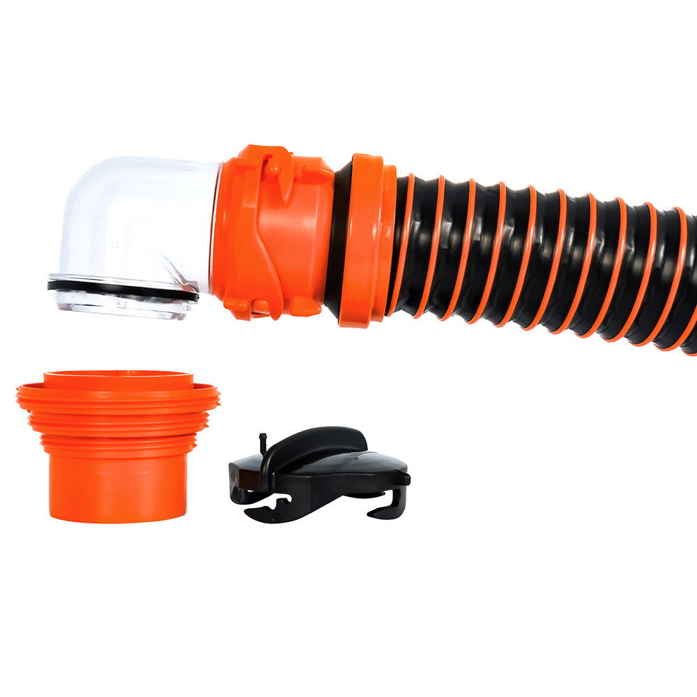 Camco RhinoEXTREME 20-Foot RV Sewer Hose Kit with 4-in-1 Elbow Adapter and Storage Caps, Part 39867