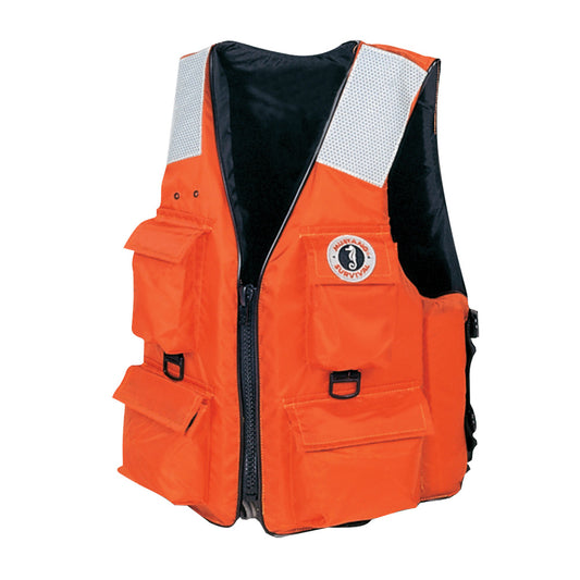Mustang Survival MV3128T2 Four-Pocket Flotation Vest - Orange, XL | U.S. Coast Guard Certified Personal Flotation Device