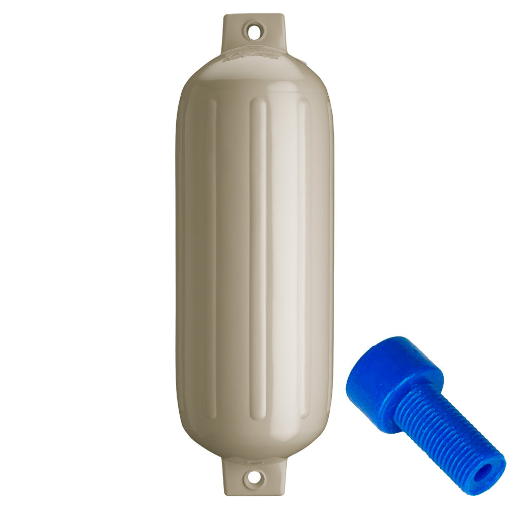 Polyform U.S. G-5 Twin Eye Fender 8.8" x 26.8" – Sand with Inflation Adapter for 25-35 ft Boats