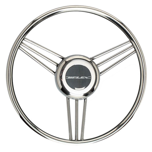 Uflex USA V27 13.8-Inch Stainless Steel Steering Wheel with Grip and Spokes