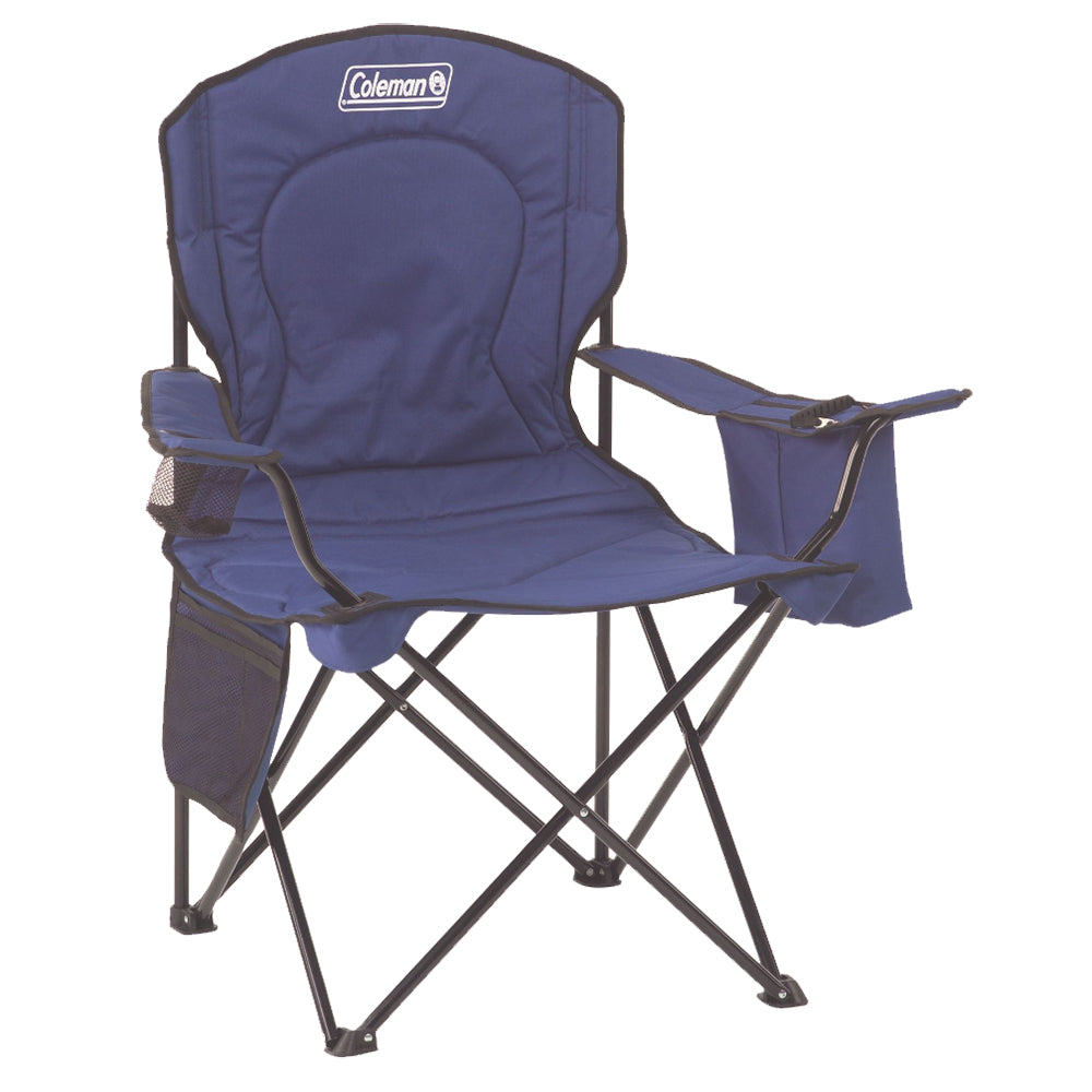 Coleman Cooler Quad Camping Chair with Built-In 4-Can Cooler, Blue, 2000035685