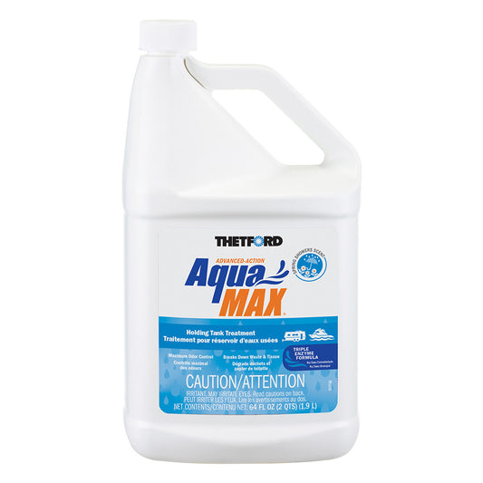 Thetford Marine AquaMax Holding Tank Treatment - 64oz Spring Shower Scent - Enzyme-Based Odor Control and Waste Breakdown for RVs and Marine Toilets