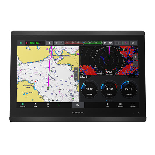 Garmin GPSMAP 8616 Chartplotter GN+ with 16-Inch Full HD Touchscreen, Built-in Maps, and Network Connectivity