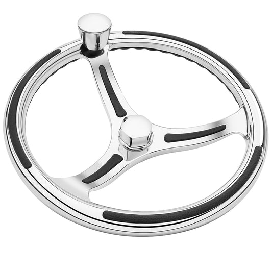 Schmitt Marine Primus Model 740 13.5-Inch Stainless Steel Steering Wheel with Finger Grip and Adapters