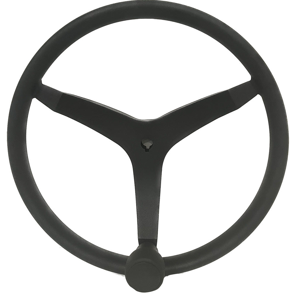 Uflex USA V46 13.5-Inch Stainless Steel Steering Wheel with Speed Knob - Black