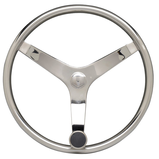 Uflex USA V46 13.5-Inch Stainless Steel Steering Wheel with Speed Knob for Marine and Boat Applications